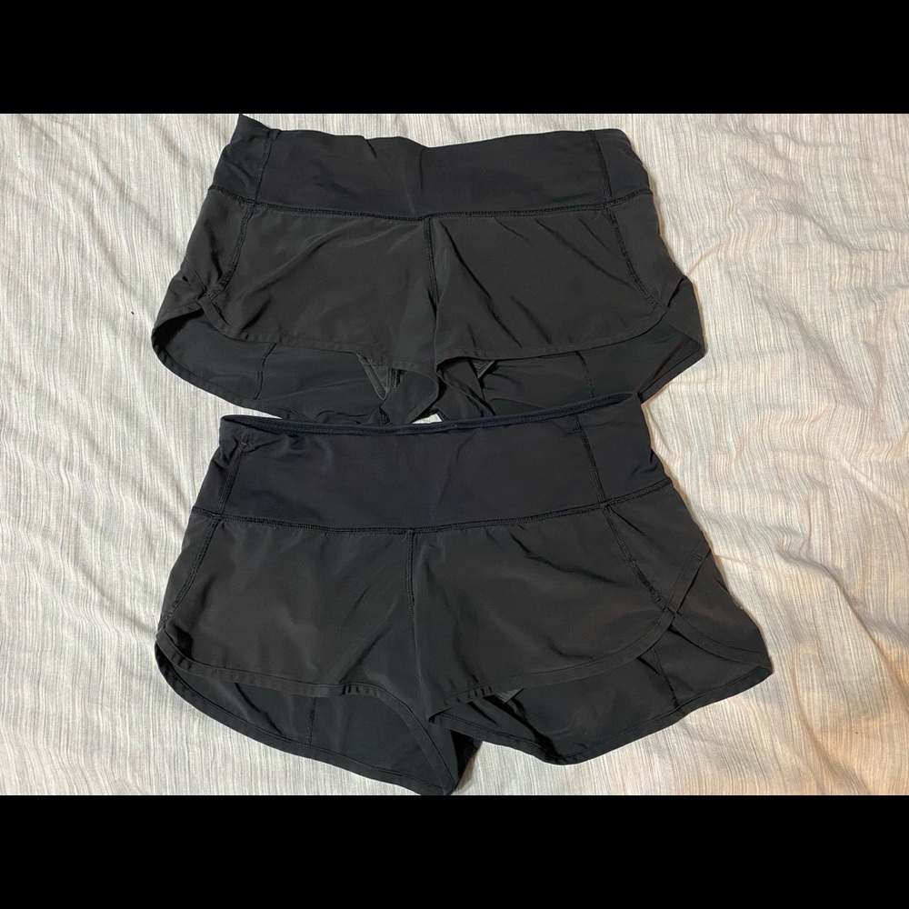 2 pairs of lululemon shorts size 6